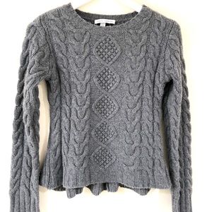 Autumn Cashmere Grey cable knit sweater.